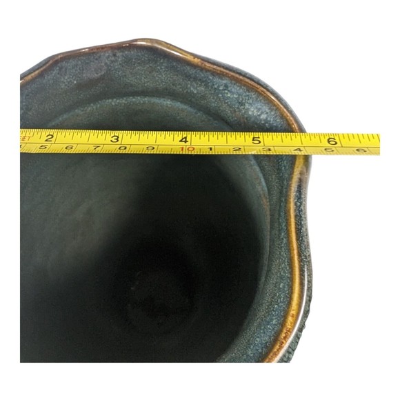 Vtg Sears, Roebuck and Co. Whole Home Tone & Texture Ceramic Vase Teal Gold NOS - Picture 6 of 7
